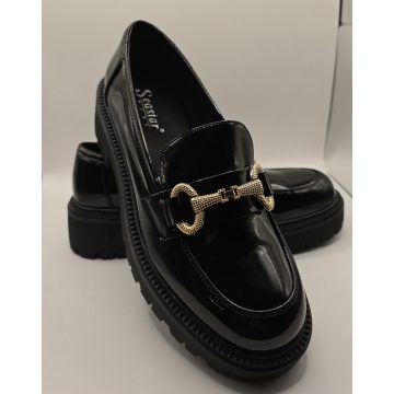 Seastar SlipOn Fekete lakk cipő platform talppal