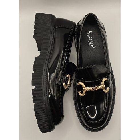 Seastar SlipOn Fekete lakk cipő platform talppal