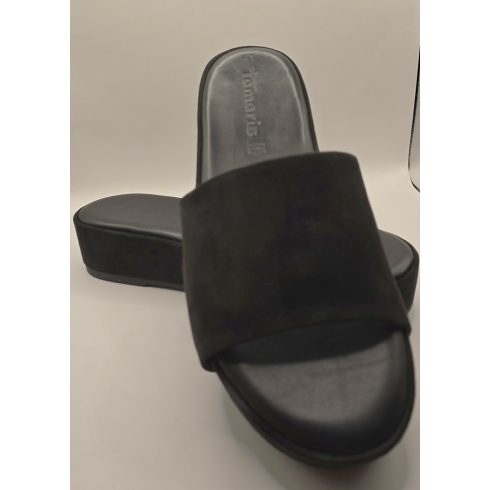 Tamaris Black bőr talpú platform papucs