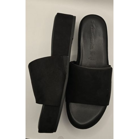 Tamaris Black bőr talpú platform papucs