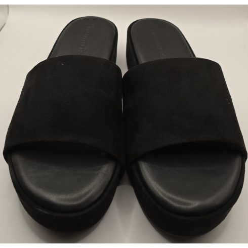 Tamaris Black bőr talpú platform papucs