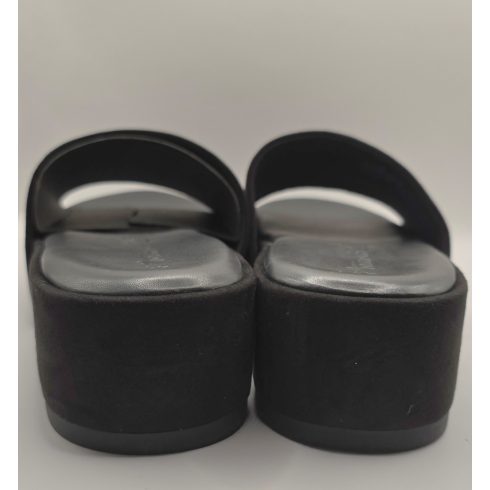 Tamaris Black bőr talpú platform papucs
