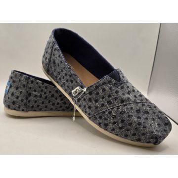 TOMS Classic Navy Slub Chambray Dots balerina