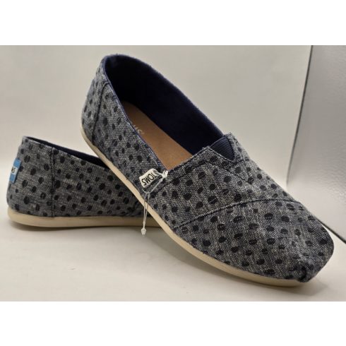TOMS Classic Navy Slub Chambray Dots balerina