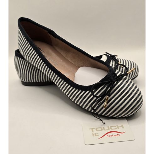 Tamaris Navy Strips balerina cipő