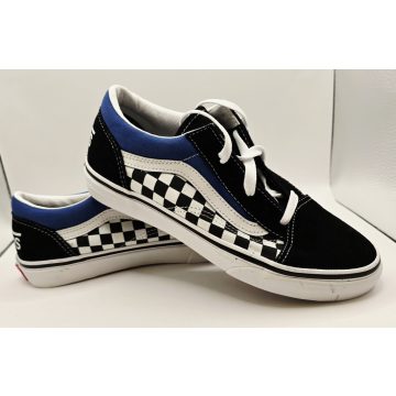 Old Skool Logo Black Blue bőr sneaker