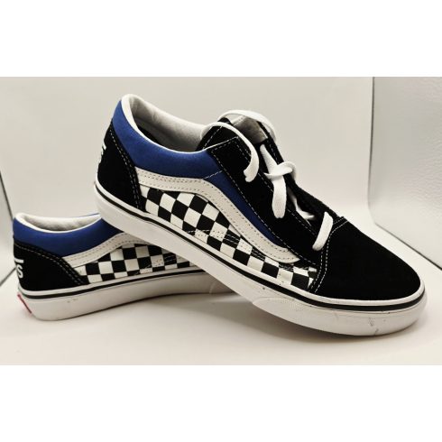 Old Skool Logo Black Blue bőr sneaker