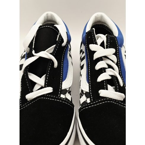 Old Skool Logo Black Blue bőr sneaker