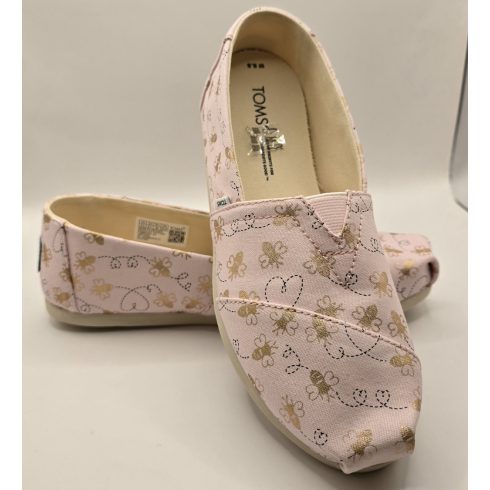 TOMS Alpargata Barely Pink Foil Bee Mine Print balerina