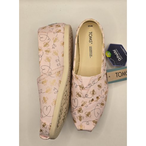 TOMS Alpargata Barely Pink Foil Bee Mine Print balerina