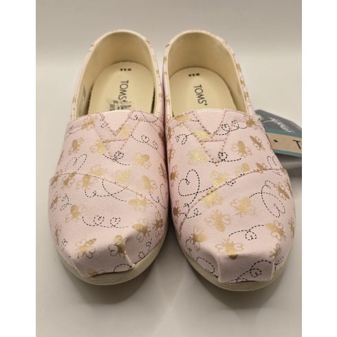 TOMS Alpargata Barely Pink Foil Bee Mine Print balerina