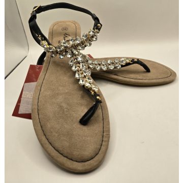 Mustang fekete köves női szandál