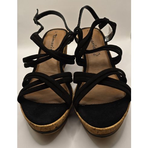 Tamaris Black Suede telitalpú szandál