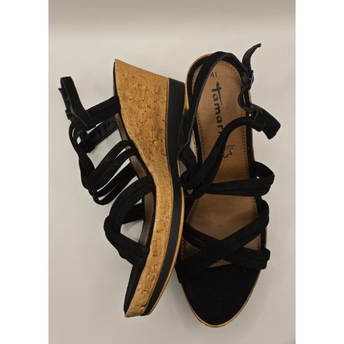 Tamaris Black Suede telitalpú szandál