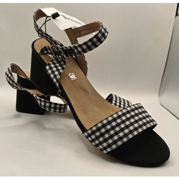 Női szandál bőr talppal– Vichy / Canvas / PU Nappa